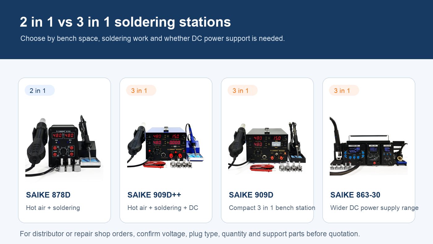 SAIKE 2 in 1 and 3 in 1 soldering station comparison